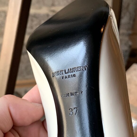 Saint Laurent Paris Ivory Patent Anja 85mm Pumps - Picture 11 of 12